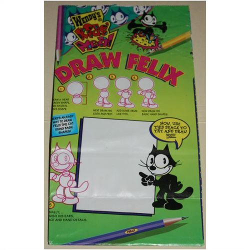 1996 Wendys Felix the Cat Draw Felix Kids Meal Bag