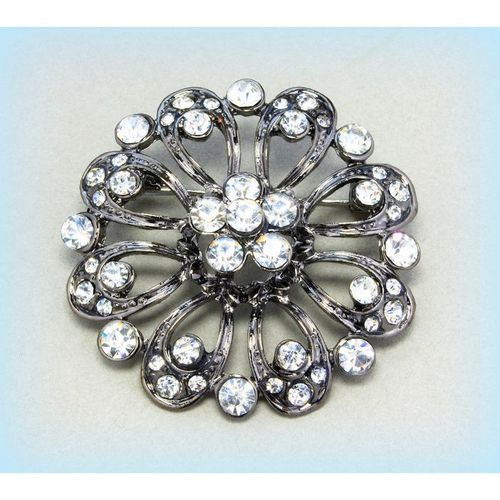 Bright Clear Crystal Floral Pattern Brooch Jumper Clasp Pin Jewellery 2244