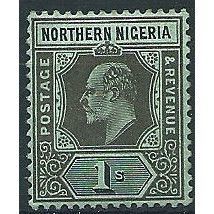 Northern Nigera 1910 SG36 1/- Black/Green Mounted Mint