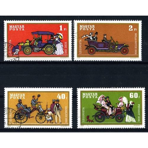 HUNGARY 1970 - Historic Cars x4 - Transport - Car - Costume - CTO