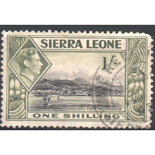 Sierra Leone 1938 - SG196 - 1/- black & green KGV1 Freetown From Harbour - used