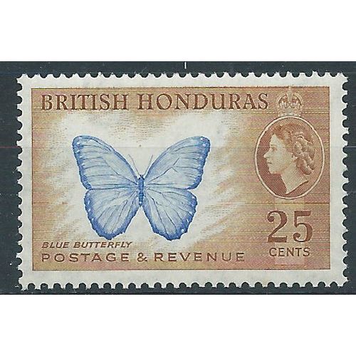 British Honduras 1953 SG186 25c Bright Blue & Yellow-Brown Mounted Mint .. ..