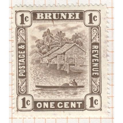 Brunei 1907 - 1c yellowish green/black - Brunei River - unused