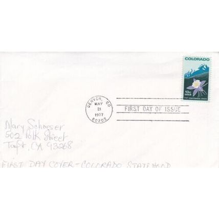 United States 1977 Colorado Statehood FDC Denver Co cancel written VGC