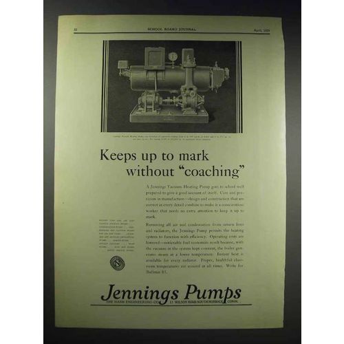 1929 Jennings Vacuum Heating Pump Ad - Without Coaching