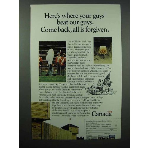 1968 Canada Tourism Ad - Old Fort York