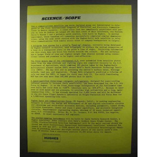 1974 Hughes Aircraft Ad - Communications Satellite