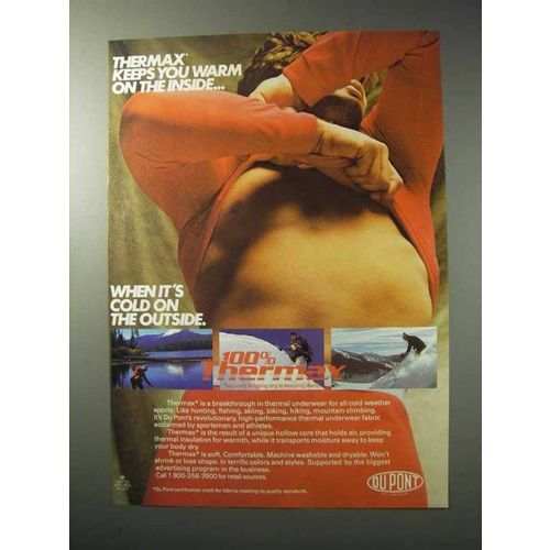 1986 Thermax Thermal Underwear Ad - Keeps You Warm