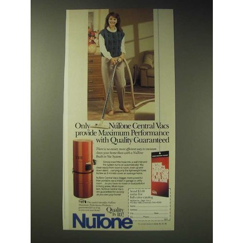 1989 NuTone Central Vacs Ad - Provide Maximum Performance