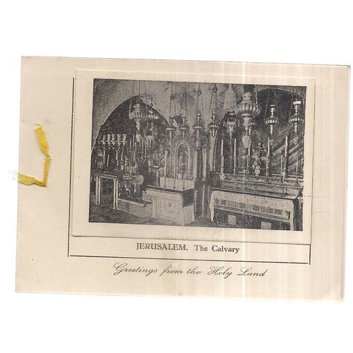 JERUSALEM, HOLY LAND used vintage Christmas greetings card with dried flower