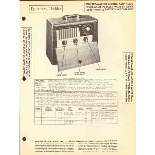 STEWART-WARNER model AP61P 6 tube AM radio Sams Photofact manual