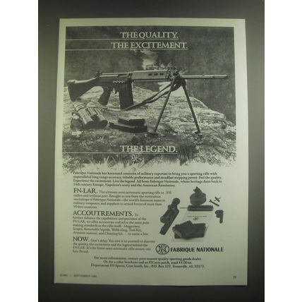 1985 Fabrique Nationale FN-LAR Rifle Ad - The quality. The excitement.