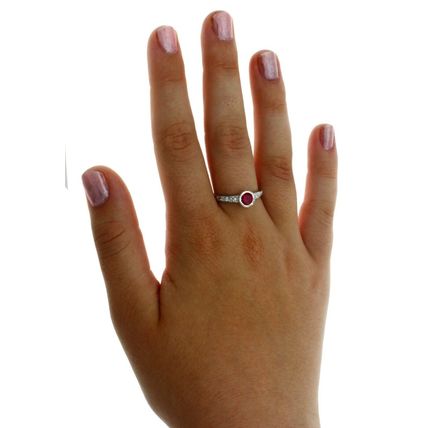 New Real Solid 925 Sterling Silver Red Bezel CZ Eternity Wedding Band Ring