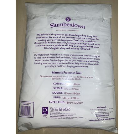 Slumberdown Waterproof Protection Mattress Protector For Cotbed