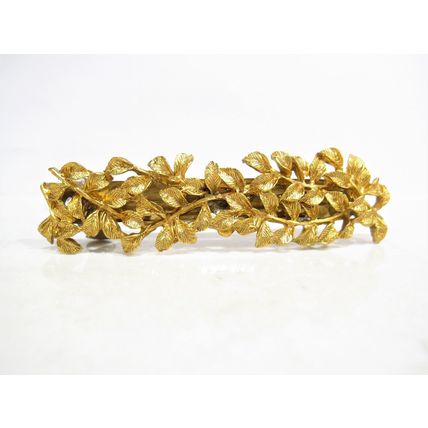 Silver or bronze gold metal leaf filigree hair clip barrette