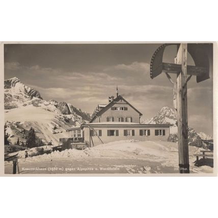 Alpspitze Waxenstein Kreuzeckhaus German RPC Postcard