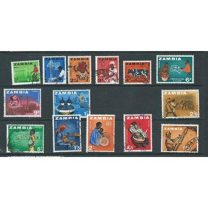 Zambia stamps set to £1.00 sg 94 107 used vfu see scan.1964