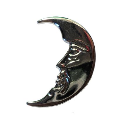 Man In The Moon Chrome Metal Badge or Brooch 30mm Pagan Wiccan Darkness Night