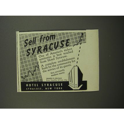 1953 Hotel Syracuse Advertisement - Sell from Syracuse
