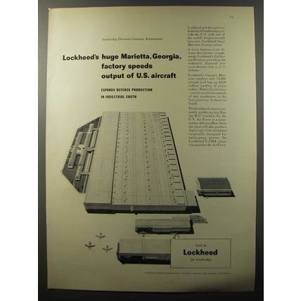 1953 Lockheed Aviation Ad - Lockheed's huge Marietta, Georgia, factory