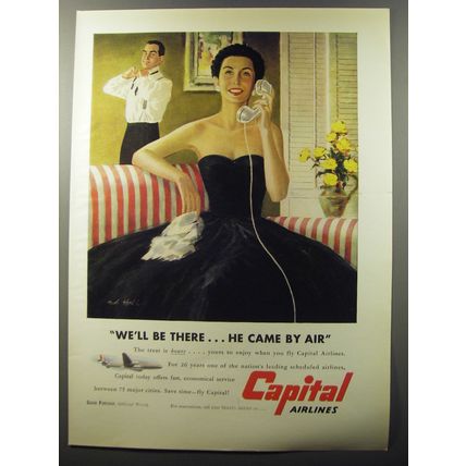 1953 Capital Airlines Ad - We'll be there.. he came by air