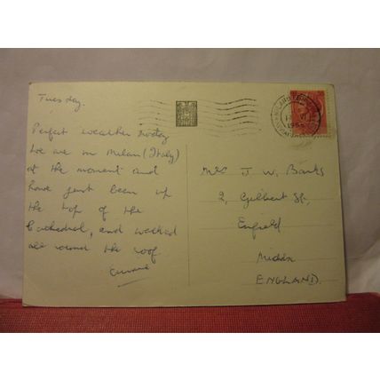 CATHEDRAL, MILANO , ITALY used postcard, RP 1955 pm /