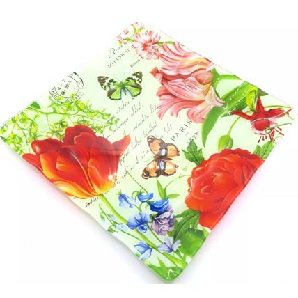 Butterfly Carte Postal Plate Decorative Fluted Glass Great Gift Idea Home Decor