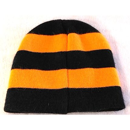 Black & Orange Striped BikersHaveRights.com Beanie Motorcycle Flames Knit Beanie