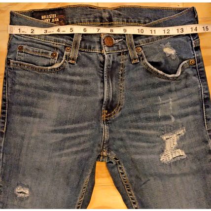 Hollister Mens Teens Jeans Size W28 X L30 Straight Leg Skinny Jean Distressed