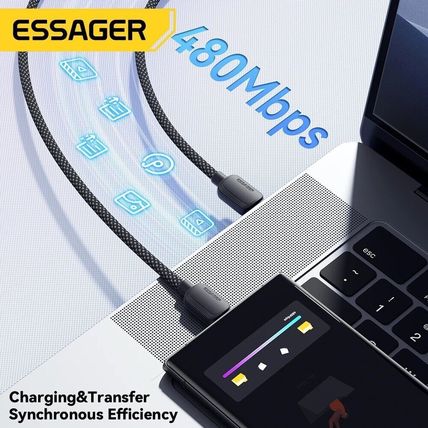 ESSAGER 7A High Power Flash Charge 100W Fast Charging & Data Cable - PINK