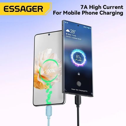 ESSAGER 7A High Power Flash Charge 100W Fast Charging & Data Cable - PINK