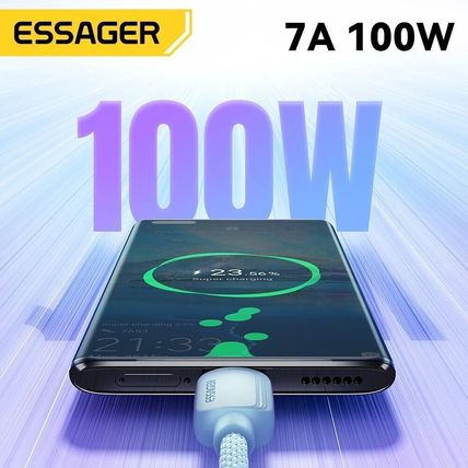 ESSAGER 7A High Power Flash Charge 100W Fast Charging & Data Cable - PINK