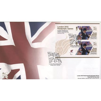 GB 2012 Paralympic Gold Christiansen Mini sheet First Day Cover FDC 3385a stamp