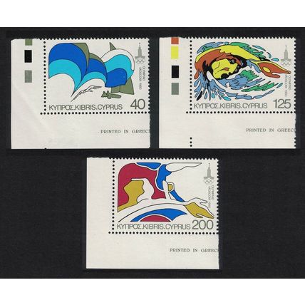 Cyprus Olympic Games Moscow 3v Corners 1980 MNH SG#542-544