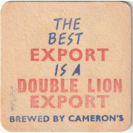 BEER MAT - CAMERONS BREWERY - DOUBLE LION EXPORT - (Cat 018) - (1962)