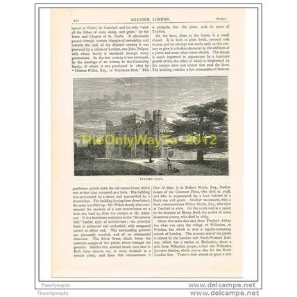 TWYFORD ABBEY, BOOK ILLUSTRATION (PRINT), GREATER LONDON, c1883