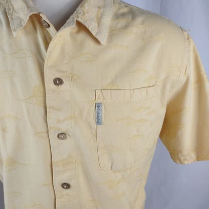 Columbia River Lodge Mens Short Sleeve Yellow "Fish" Shirt Sz XL