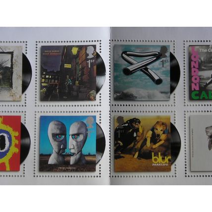 10 Stamps Stones Bowie Pink Floyd Parklife Clash Coldplay Led Leppelin cd record