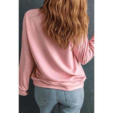 Pink Fancy Checkered Father Christmas Graphic Sweatshirt