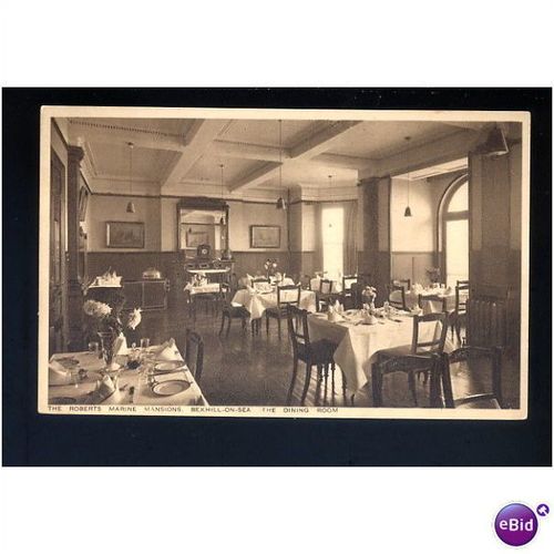 Sussex BEXHILL Roberts Marine Mansions Dining Room Postcard