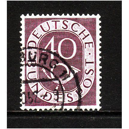 GERMANY 1951 SG1055 40pf PURPLE NUMERAL AND POSTHORN FINE USED