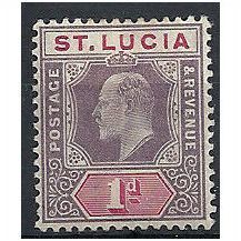 St Lucia 1902 SG59 1d Dull Purple & Carmine Mounted Mint .. .