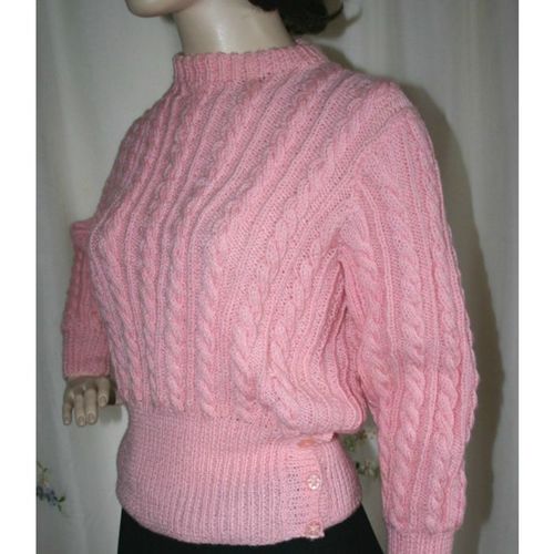 Womens Vintage 1970 Hand Made Cable Pattern Jumper Sweater Size 8 10 New
