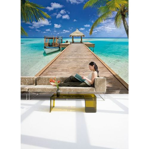 368x254cm Wall mural SEASIDE RESORT photo wallpaper Wall Art Blue sea & bridge