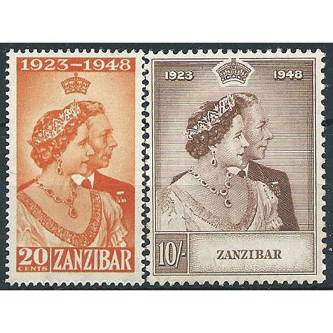 Zanzibar 1949 Royal Silver Wedding Set SG333-334 Mounted Mint ..