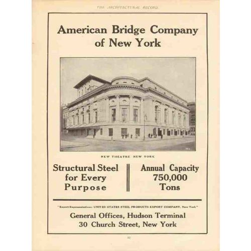american bridge company 1910 new theater new york vintage ad