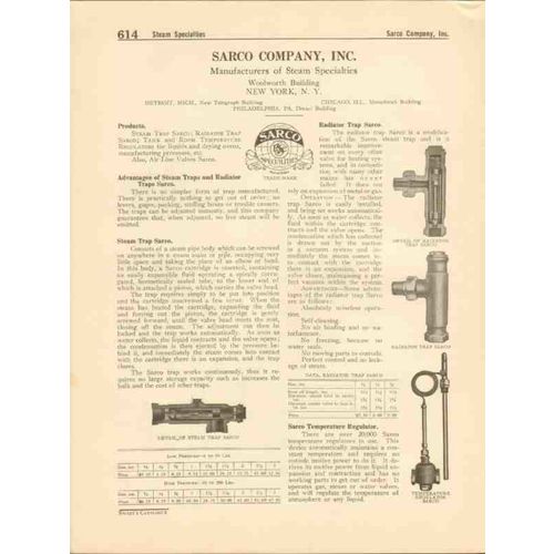 sarco company 1916 steam traps radiator regulator vintage catalog