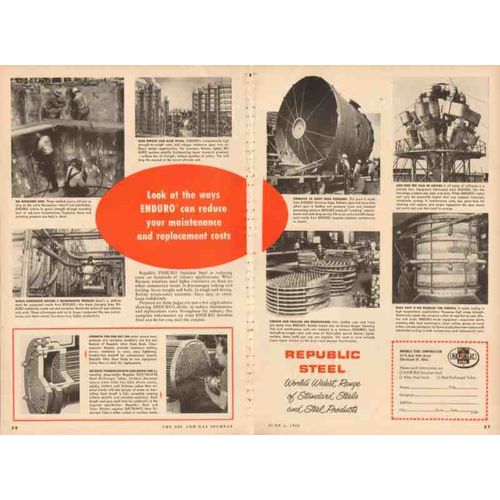 republic steel corp 1955 enduro reduce maintenance costs vintage ad