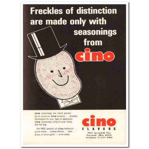 cino chemical company 1968 flavors potato chip snack food vintage ad
