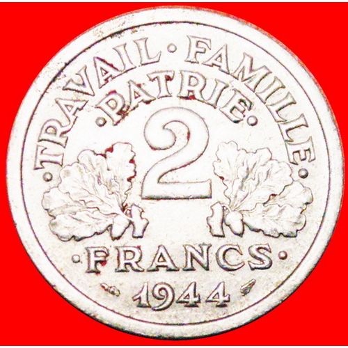 AXE & GRAIN SPRIGS: FRANCE ★ 2 FRANCS 1944B! VICHY! LOW START ★ NO RESERVE!